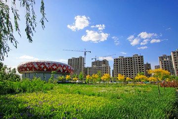 Unfinished high-rise buildings in the city