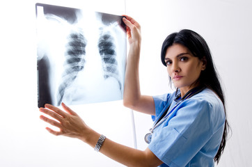 Female doctor radiologist working in the clinic 