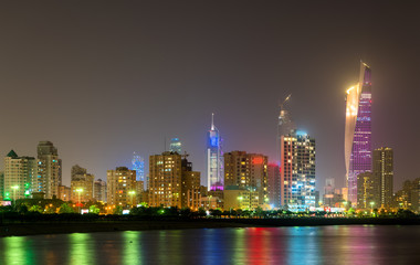 Fototapeta na wymiar Night skyline of Kuwait City
