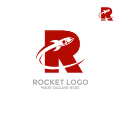 Rocket Logo. In the letter R flies a rocket.