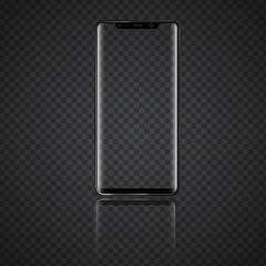 Modern Smartphone with front view and Transparent Screen. High detailed vector illustration.
