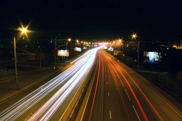 Fototapeta na wymiar night highway freezelight lights