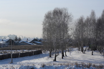 Fototapeta na wymiar winter in the village