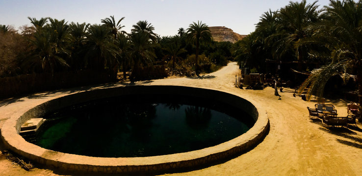 Landscape with Cleopatra bath in Siwa oasis, Egypt