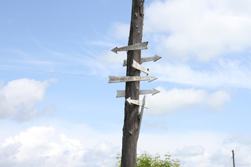 road signpost on a wooden post © epovdima