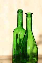 empty green wine bottle