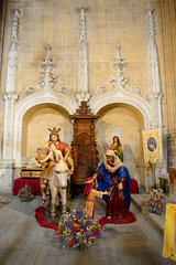 Salamanca, Spain - November 15, 2018: Images inside the Cathedral of Salamanca.