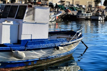 Fototapeta na wymiar Fishing Boats moored in the port of Santa Pola, Alicante