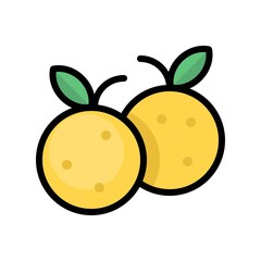 Tangerine vector, Chinese New Year related filled style icon editable stroke