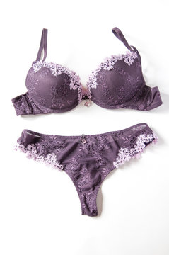 Set of elegant luxury sexy lace women&rsquo;s lingerie, isolated on white background. Shopping and fashion concept