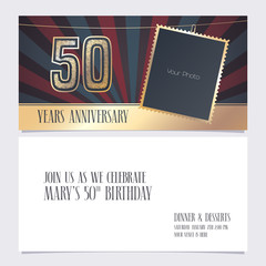 50 years anniversary invitation vector illustration. Graphic design element
