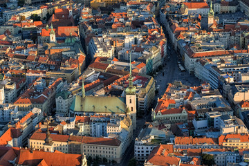 Aerial view of historical center of Brno in Czech Republic. - obrazy, fototapety, plakaty