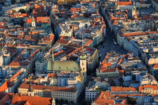 Aerial View Of Historical Center Of Brno In Czech Republic.