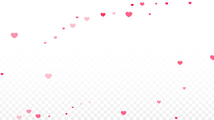 Hearts Confetti Falling Background. St. Valentine's Day pattern. Romantic Scattered Hearts Design Element. Love. Sweet Moment. Gift. Cute Element of Design for Sales or Celebration.