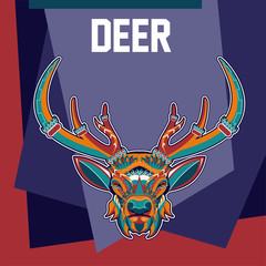 Deer head stylized in zentangle style. Tribal tattoo design. Vector illustration