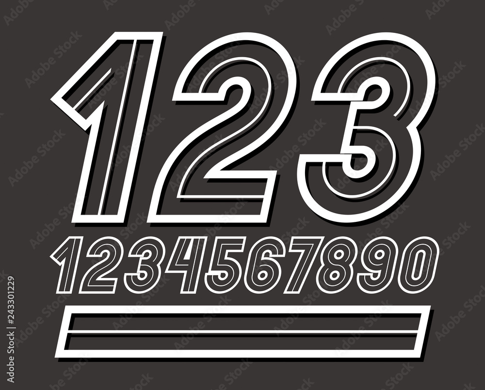 Poster set of stylish retro rounded vector digits, modern numerals collection can be used in poster art cre