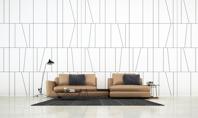 Modern living room interior design and white texture wall pattern background 