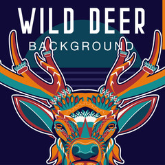 Deer head stylized in zentangle style. Tribal tattoo design. Vector illustration