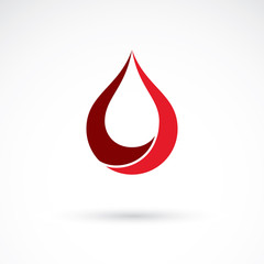 Vector red blood drop illustration isolated on white. Healthcare and medical treatment concept for use in pharmacy business.