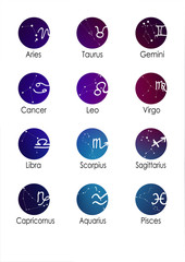 Constellations of the zodiac. Zodiac signs set 