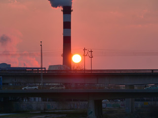 chimney and sunrise