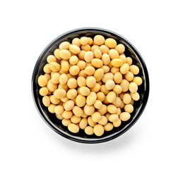 Healthy gold soybean isolated on white background