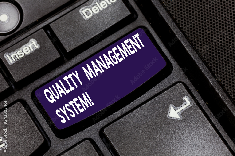 Poster writing note showing quality management system. business photo showcasing formalized system that doc