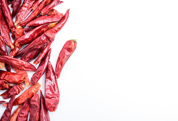 Dried red pepper on white background
