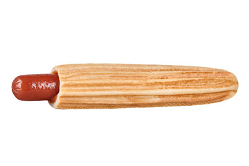 French hot dog isolated on white background. Horizontal. Ready for menu