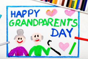 Fototapeta na wymiar Colorful drawing: Grandparents Day card