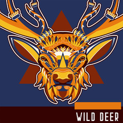 deer wild animal hunt logo - Vector