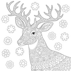 Obraz premium Zentangle jelenie renifer kolorowanka