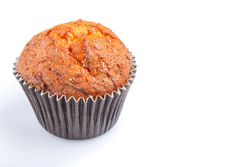 one carrot muffin isolated on white background