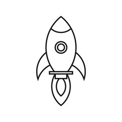 Rocket spaceship with fire, startup icon vector illustration