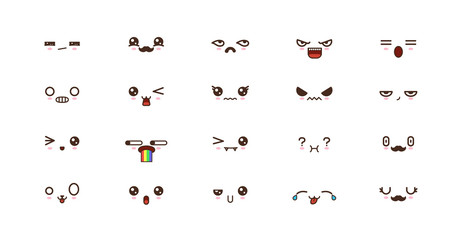 Kawaii smile emoticons. Japanese emoji