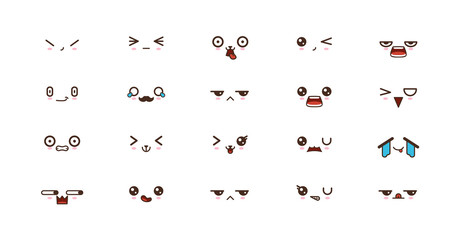 Kawaii smile emoticons. Japanese emoji