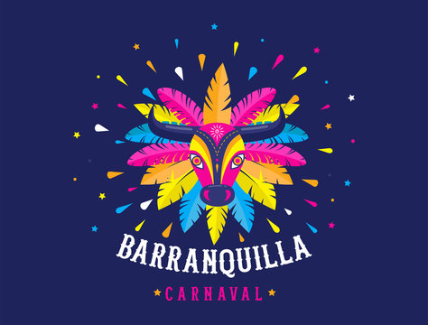 Carnaval de Barranquilla, Colombian carnival party. Vector illustration, poster and flyer