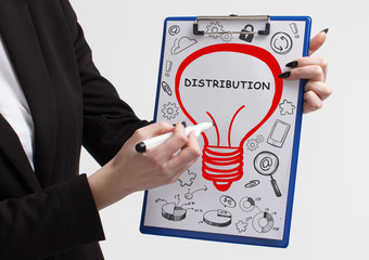 Business, technology, internet and networking concept. Young entrepreneur showing keyword:...