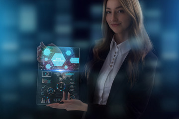 The concept of business, technology, the Internet and the network. A young entrepreneur working on...