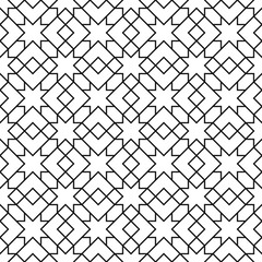 Seamless Geometric Pattern Black and White Vector Illustration