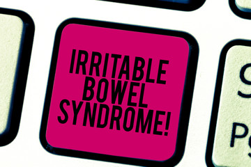 Conceptual hand writing showing Irritable Bowel Syndrome. Business photo showcasing Disorder involving abdominal pain and diarrhea Keyboard key Intention to create computer message idea