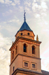 Belfry of an arabic style church in Granada, in Spain.