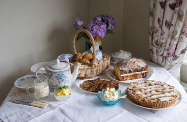 Homemade afternoon tea, beautifully presented in a home