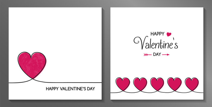 Happy Valentine's Day - collection of cards with cute hand drawn hearts. Vector