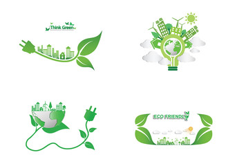 Ecology connection  concept background  Vector infographic illustration