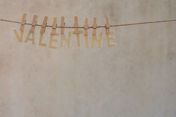 Valentine word on the clothesline