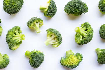 Fresh raw broccoli on white