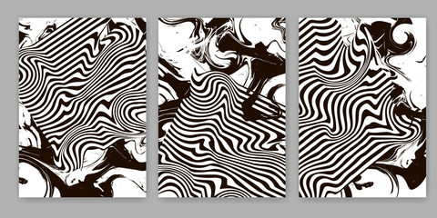 Black and white abstract backgrounds. Templates for cover, card, banner, poster