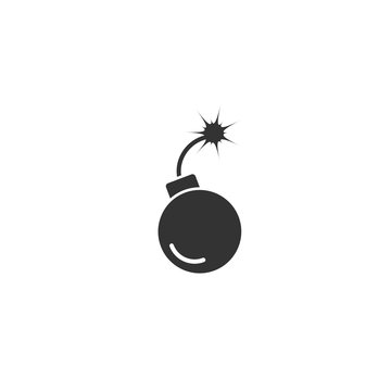 recommend clip art: Black flat bomb icon. Round glossy inclined to the right bomb with fuse and fire.