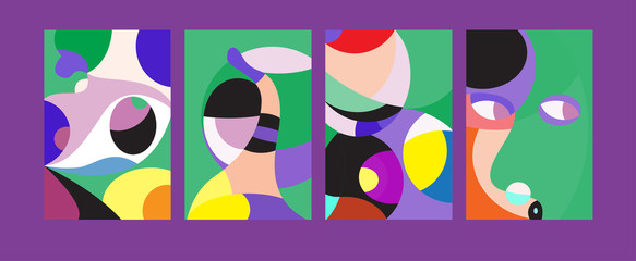 Vector Abstract Colorful Geometric and Curvy pattern background illustration. Set of Abstract Tribal Ethnic background for Cover, Poster, and print in Eps 10